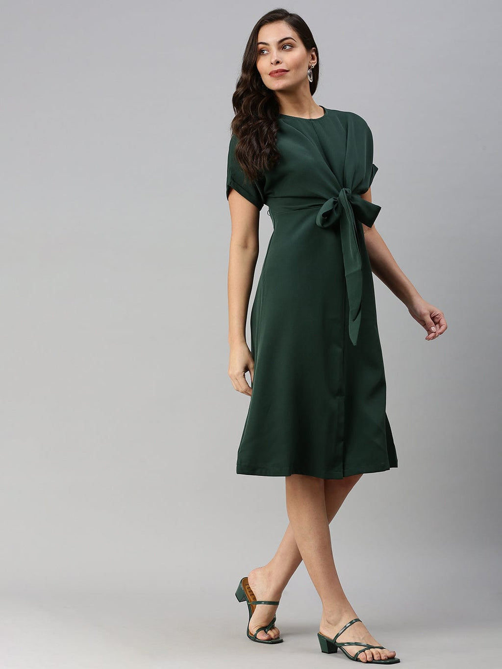 Women's Casual Solid Sheath Green Dress