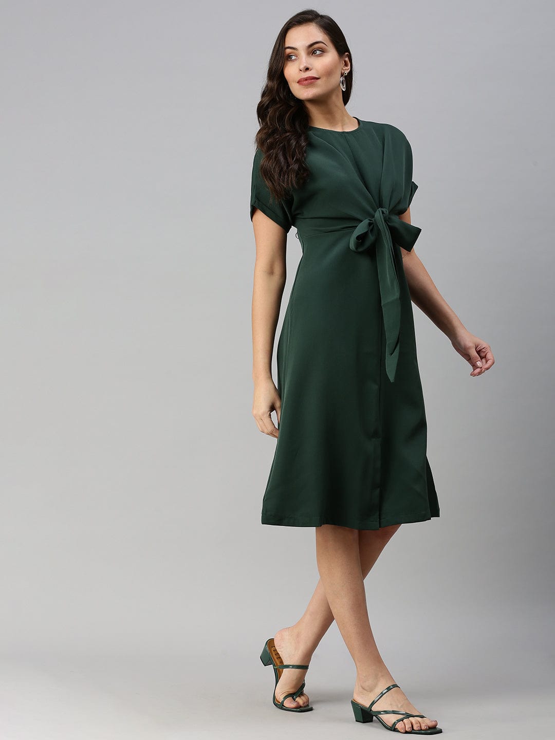 Women's Casual Solid Sheath Green Dress