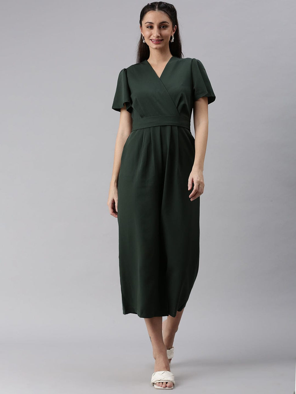 Women's Green Basic Jumpsuit