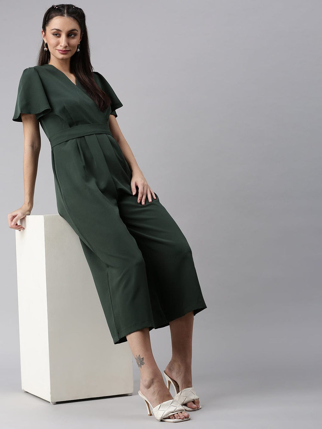 Women's Green Basic Jumpsuit
