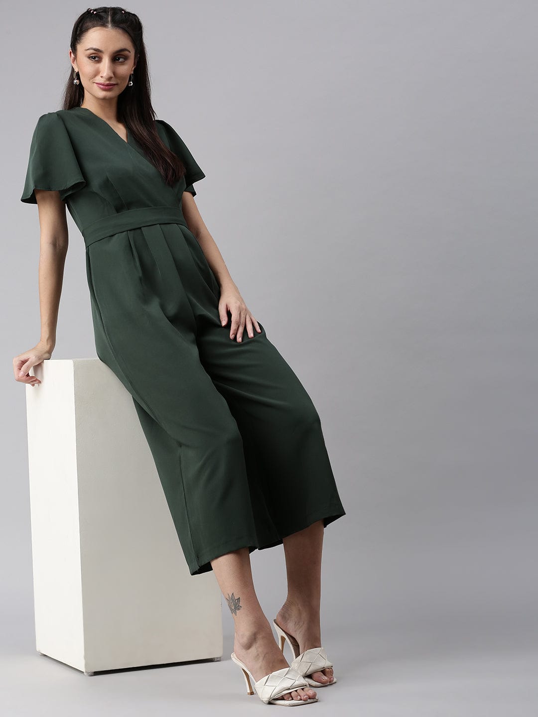 Women's Green Basic Jumpsuit