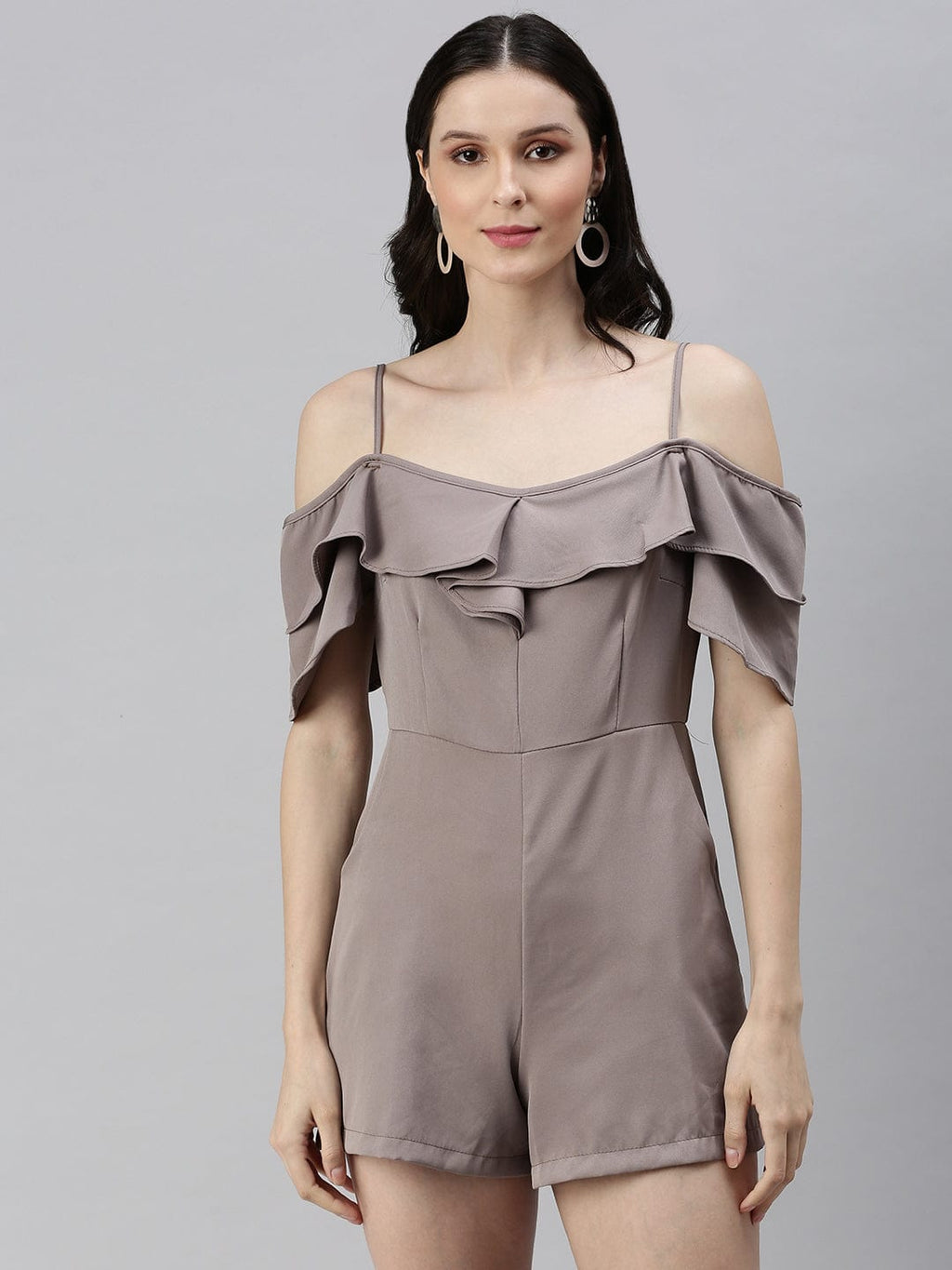 Women's Beige with Layered Jumpsuit