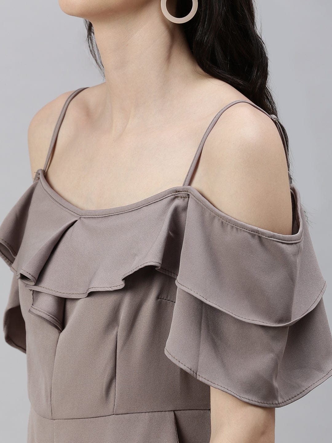 Women's Beige with Layered Jumpsuit