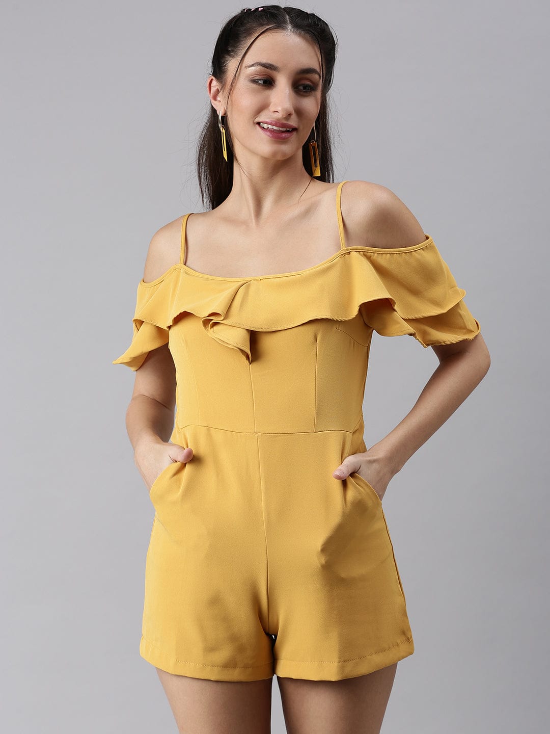 Women's Mustard with Layered Jumpsuit