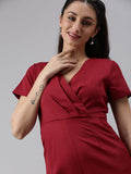 Women's Maroon Solid Capri Jumpsuit