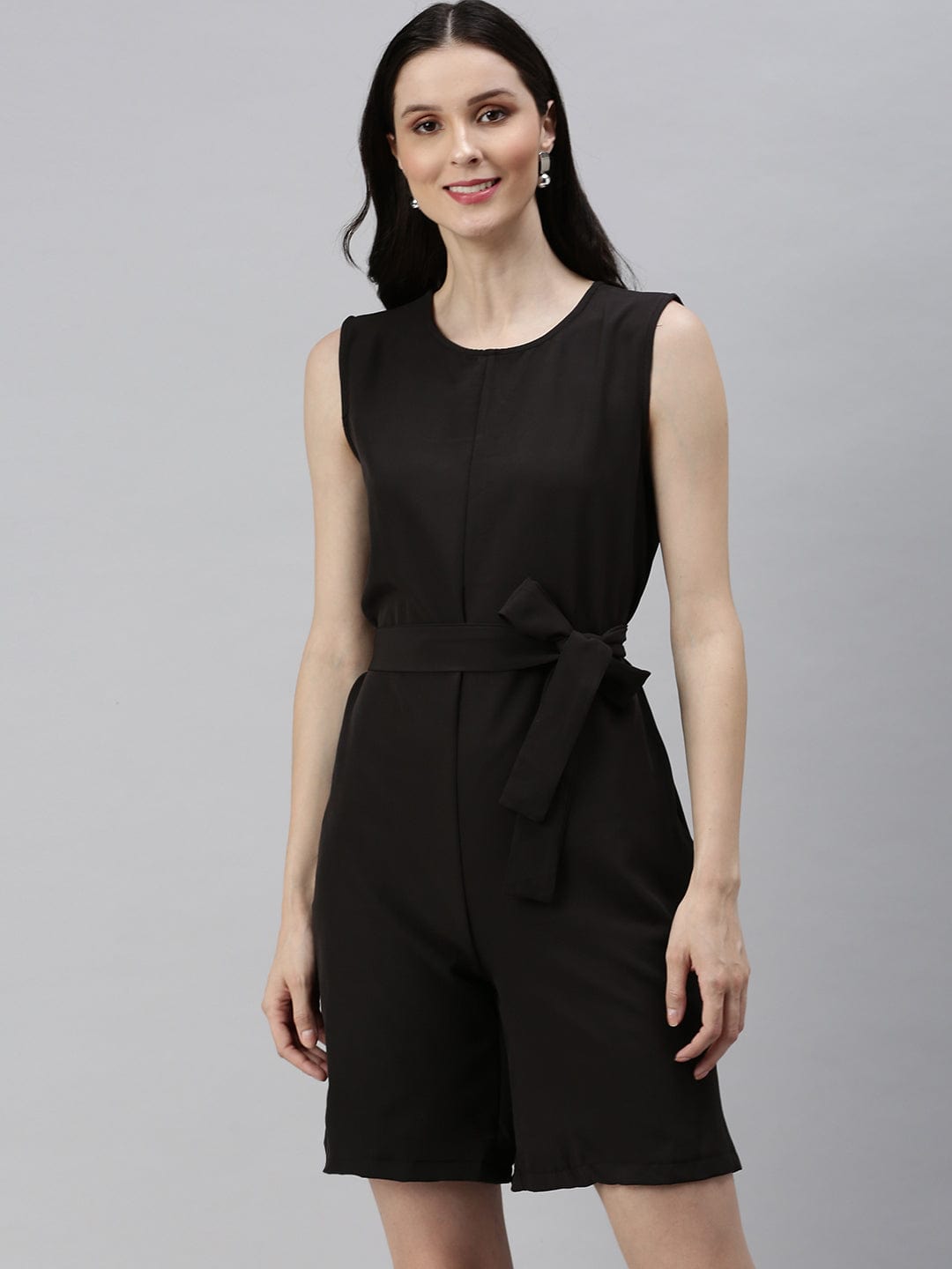Women's Solid Black Jumpsuits