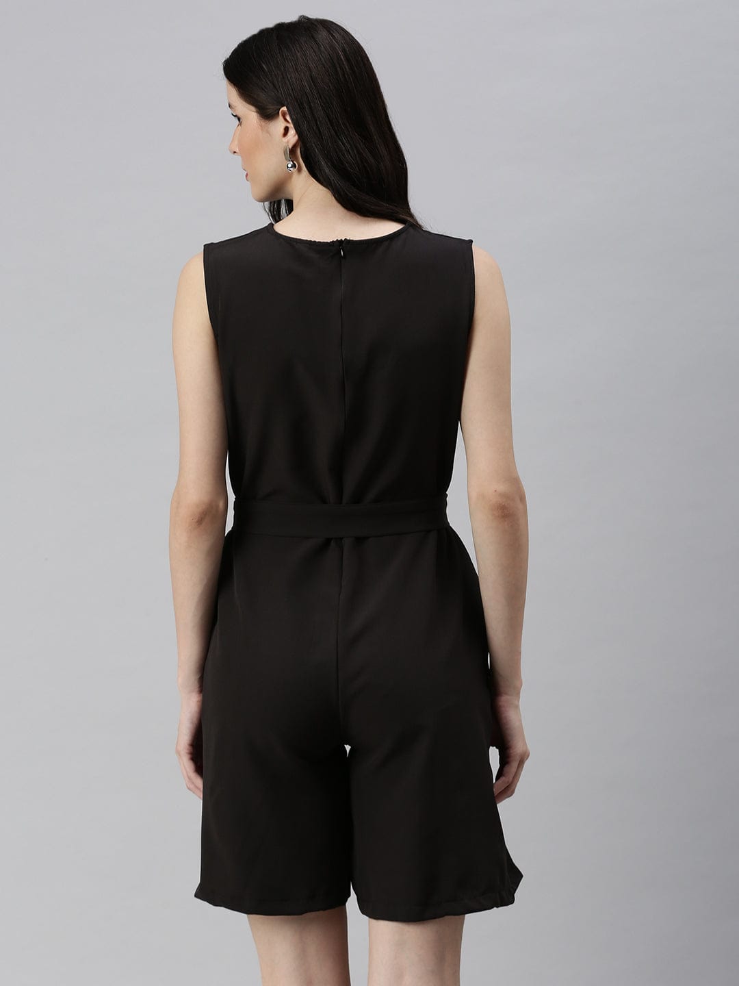 Women's Solid Black Jumpsuits