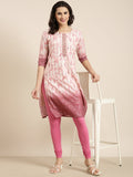 Women's Straight Pink Floral Kurta
