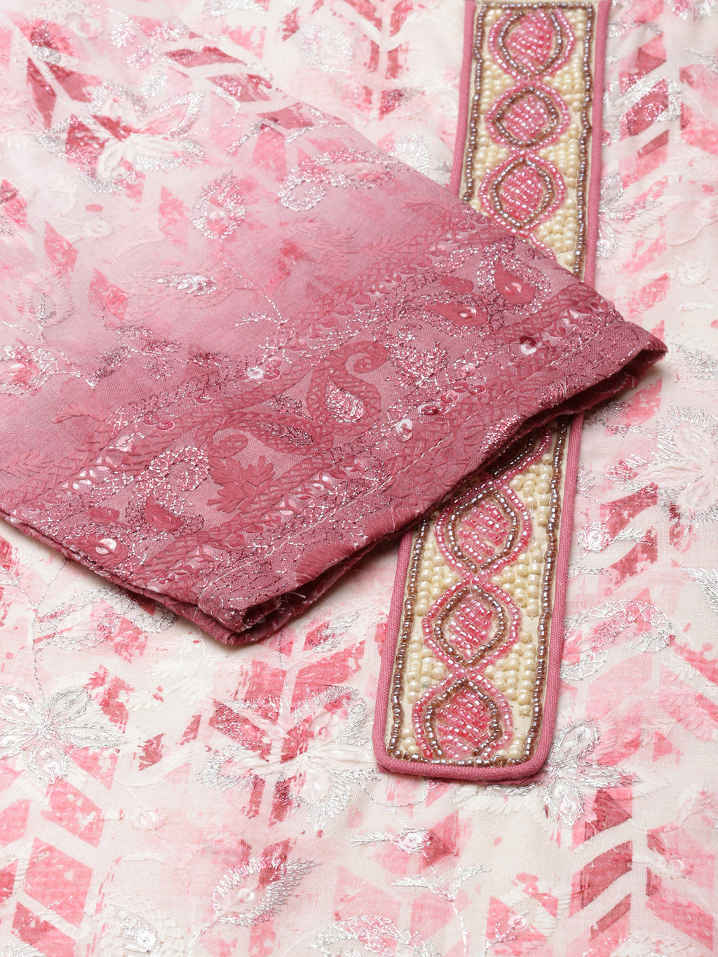 Women's Straight Pink Floral Kurta