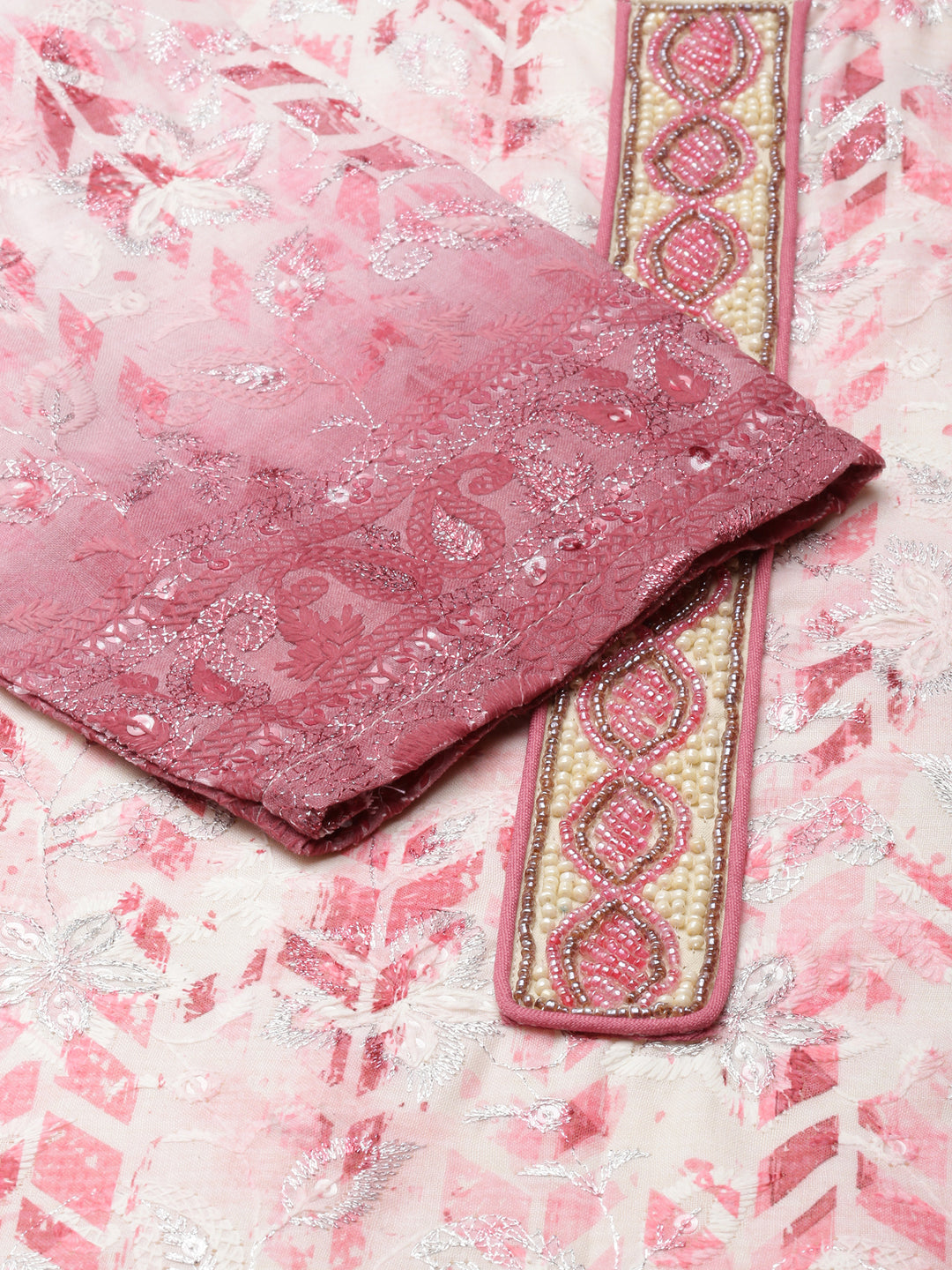 Women's Straight Pink Floral Kurta