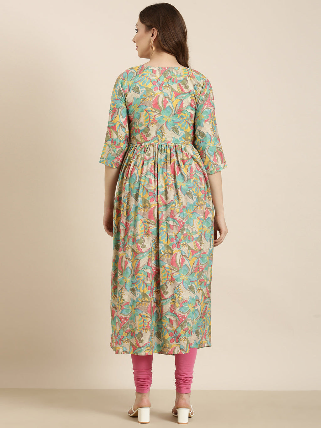 Women's Anarkali Sea Green Floral Kurta