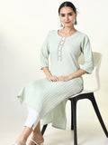 Women's Green Solid Straight Kurta