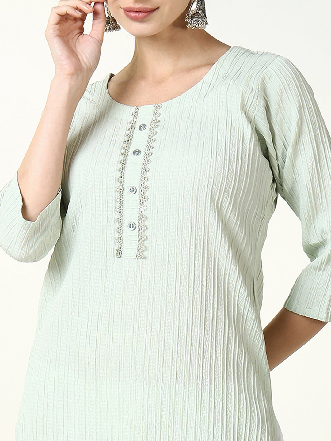 Women's Green Solid Straight Kurta