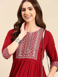 Women's Maroon Sequinned Anarkali Kurta
