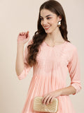 Women's Solid Empire Peach Kurta
