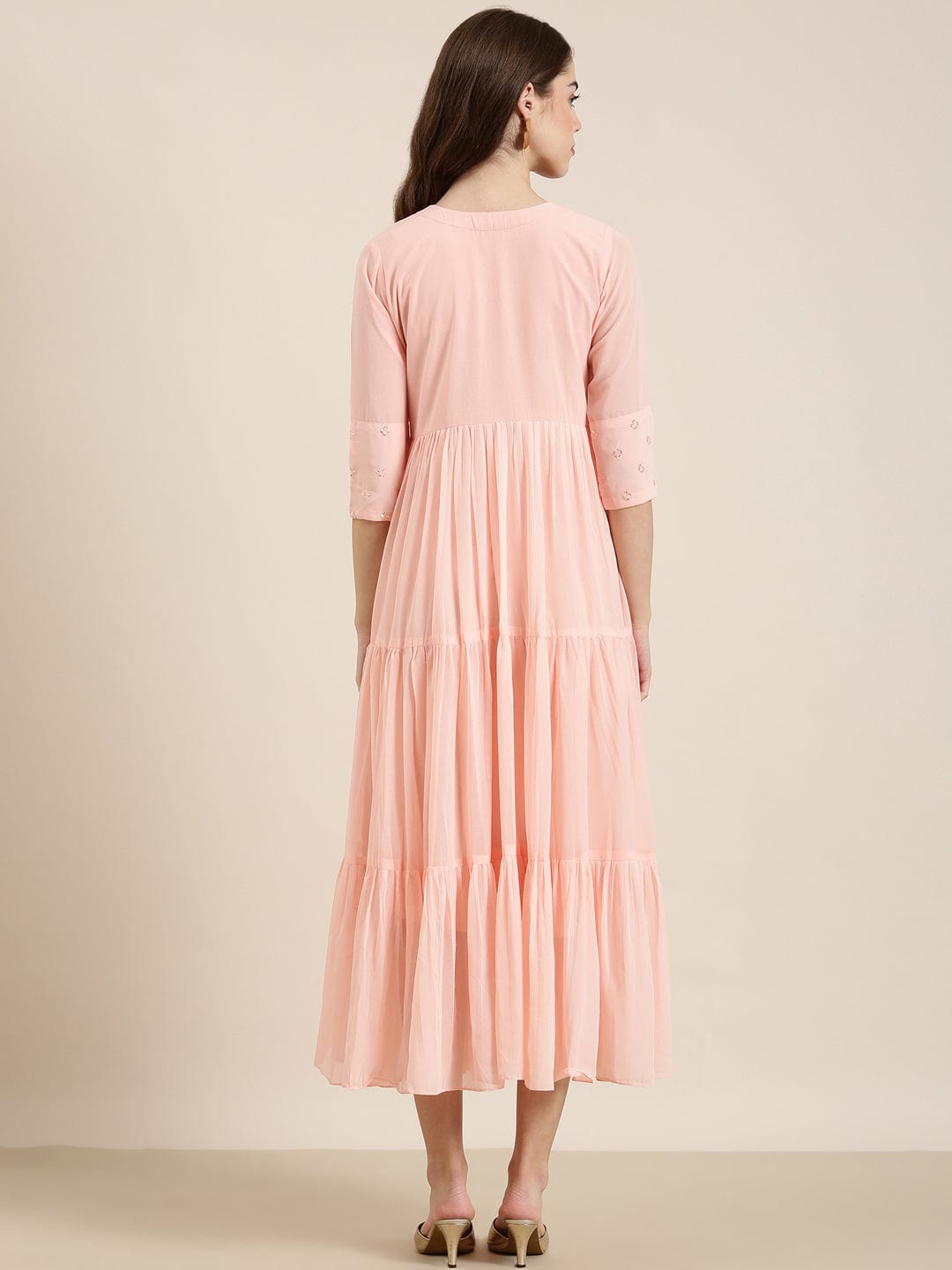 Women's Solid Empire Peach Kurta