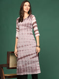 Women's Mauve Ethnic Motifs Printed Kurta