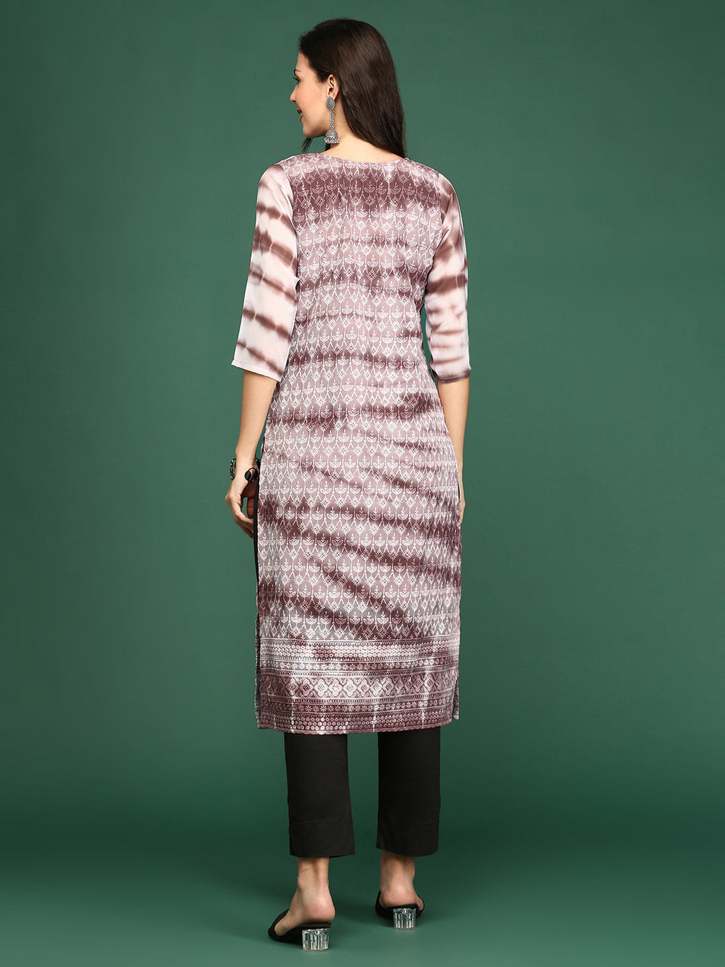 Women's Mauve Ethnic Motifs Printed Kurta