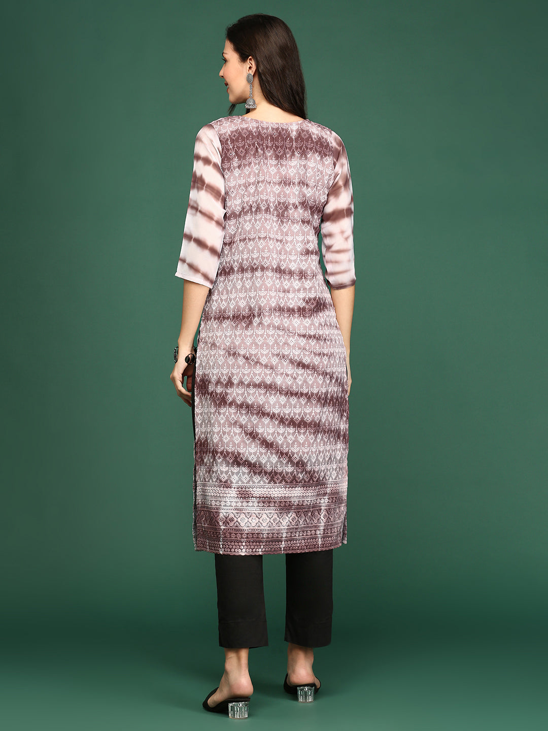 Women's Mauve Ethnic Motifs Printed Kurta