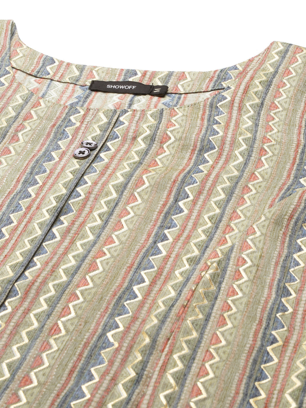 Women's Green Striped Straight Kurta