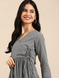 Women's Black & White Checked A-Line Kurta