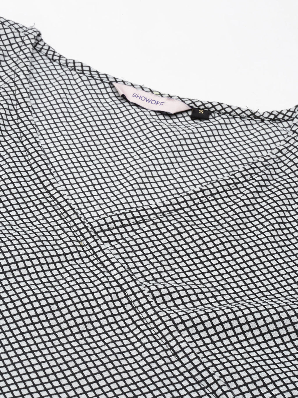 Women's Black & White Checked A-Line Kurta