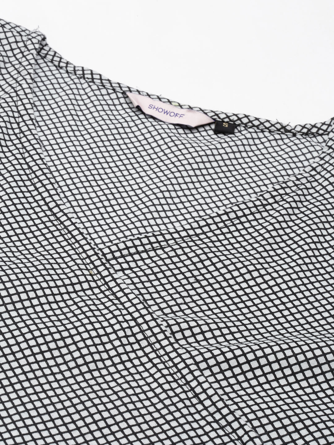 Women's Black & White Checked A-Line Kurta