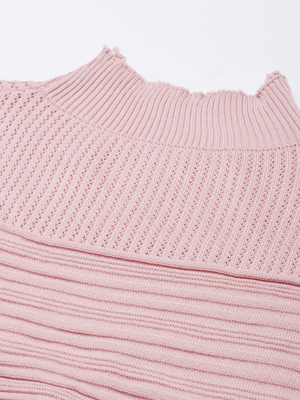 Women's Pink High Neck Puff Sleeve Top