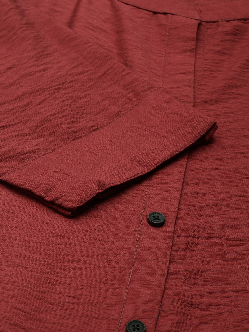 Women's Maroon Mandarin Collar Straight Kurta