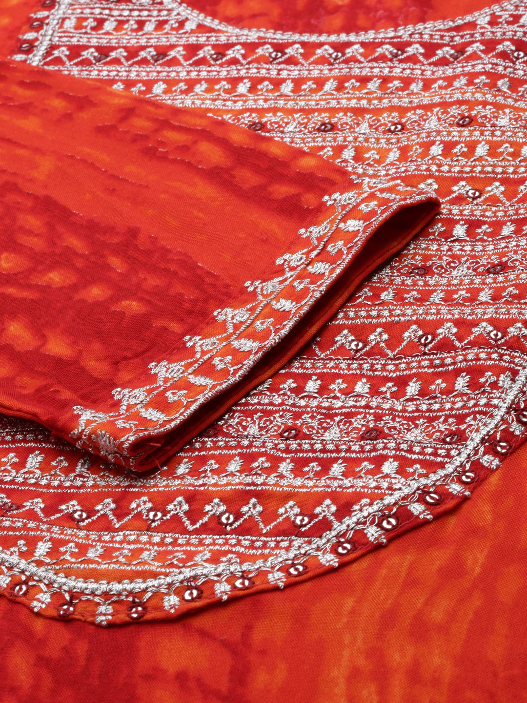 Women's Orange Abstract Printed Straight Kurta