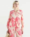 Rareism Women's Somyan T Pink Rayon V-Neck Floral Print Regular Fit Top