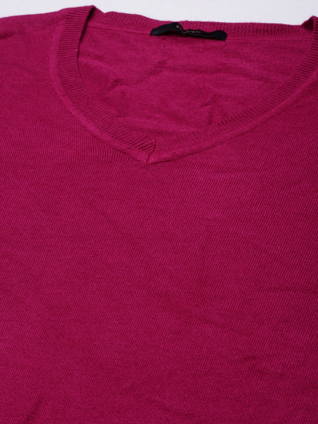 Women's Fuchsia V-Neck Regular Top