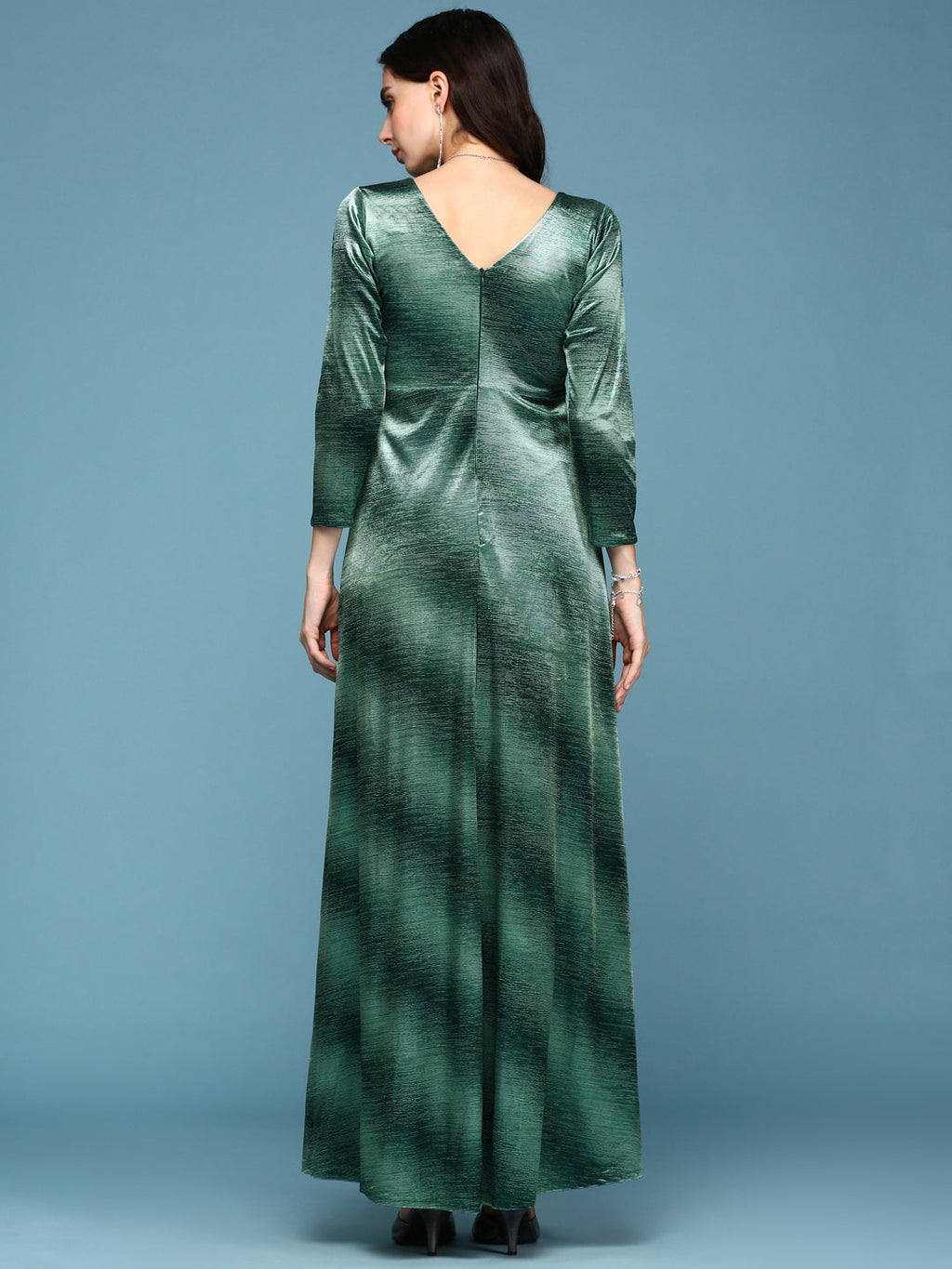 Women's Green Fit & Flare Party Dress