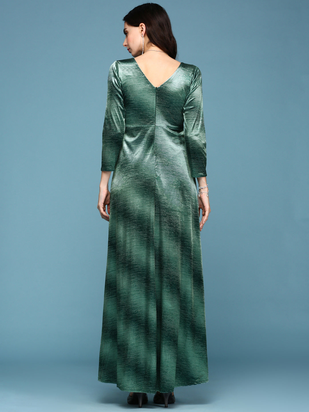 Women's Green Fit & Flare Party Dress