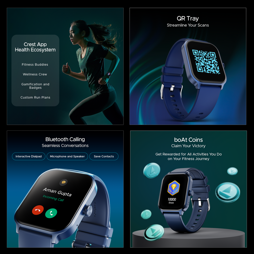 boAt Storm Call 3 Plus | Smartwatch with 1.96" HD Display, BT Calling, 700+ Activity Modes, SOS feature, Functional Crown