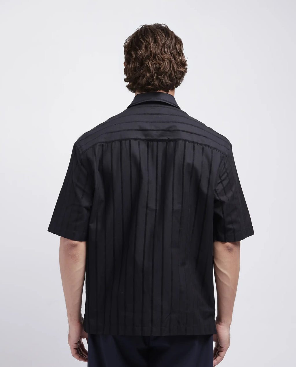Rare Rabbit Men's Tenerz Black Cotton Striped Print Boxy Fit Half Sleeve Collared Shirt