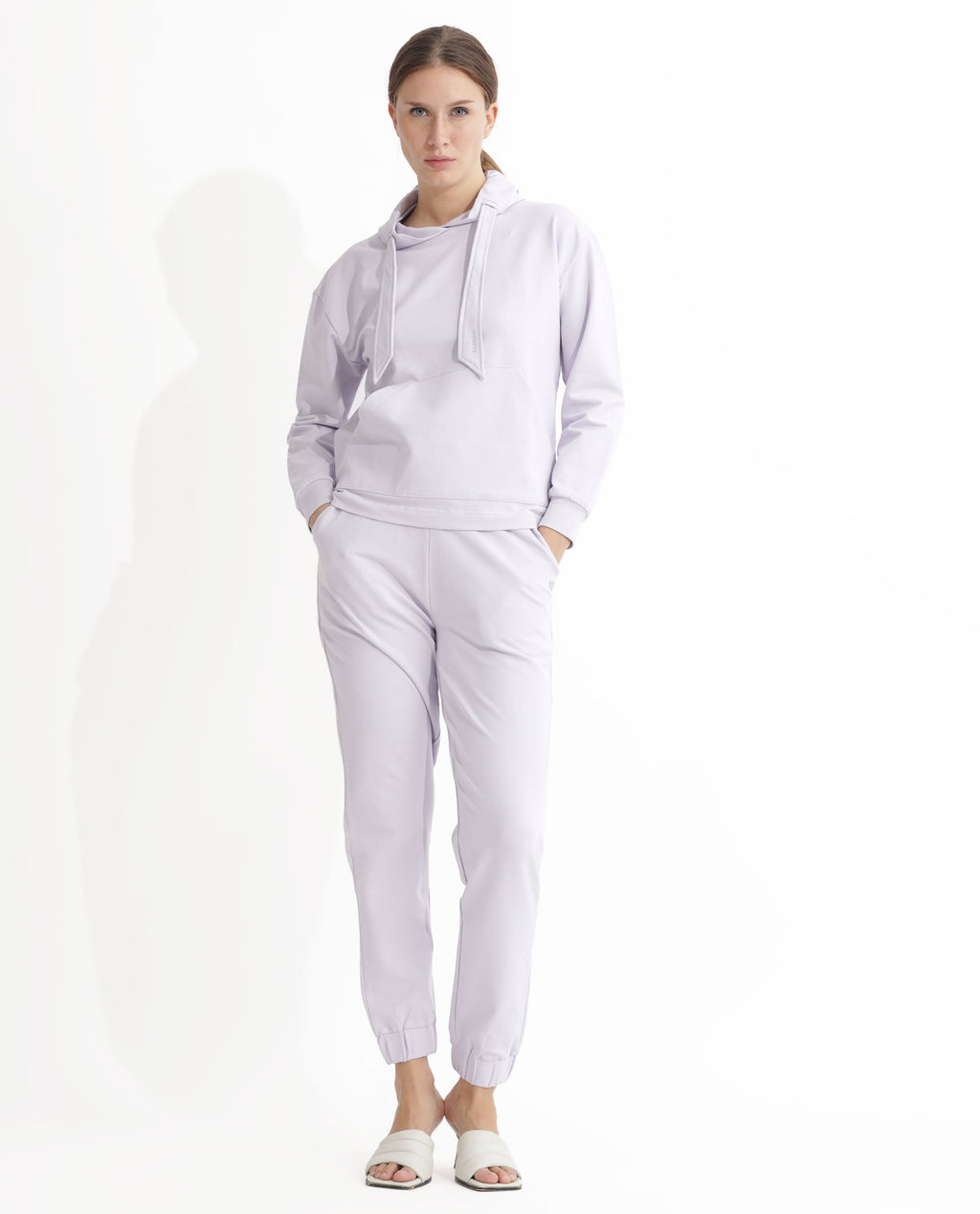 Rareism Women's Terac Pastel Purple Polyester Blend Plain Ankle Length Regular Fit Track Pant