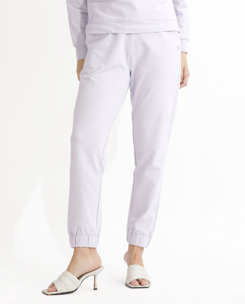 Rareism Women's Terac Pastel Purple Polyester Blend Plain Ankle Length Regular Fit Track Pant