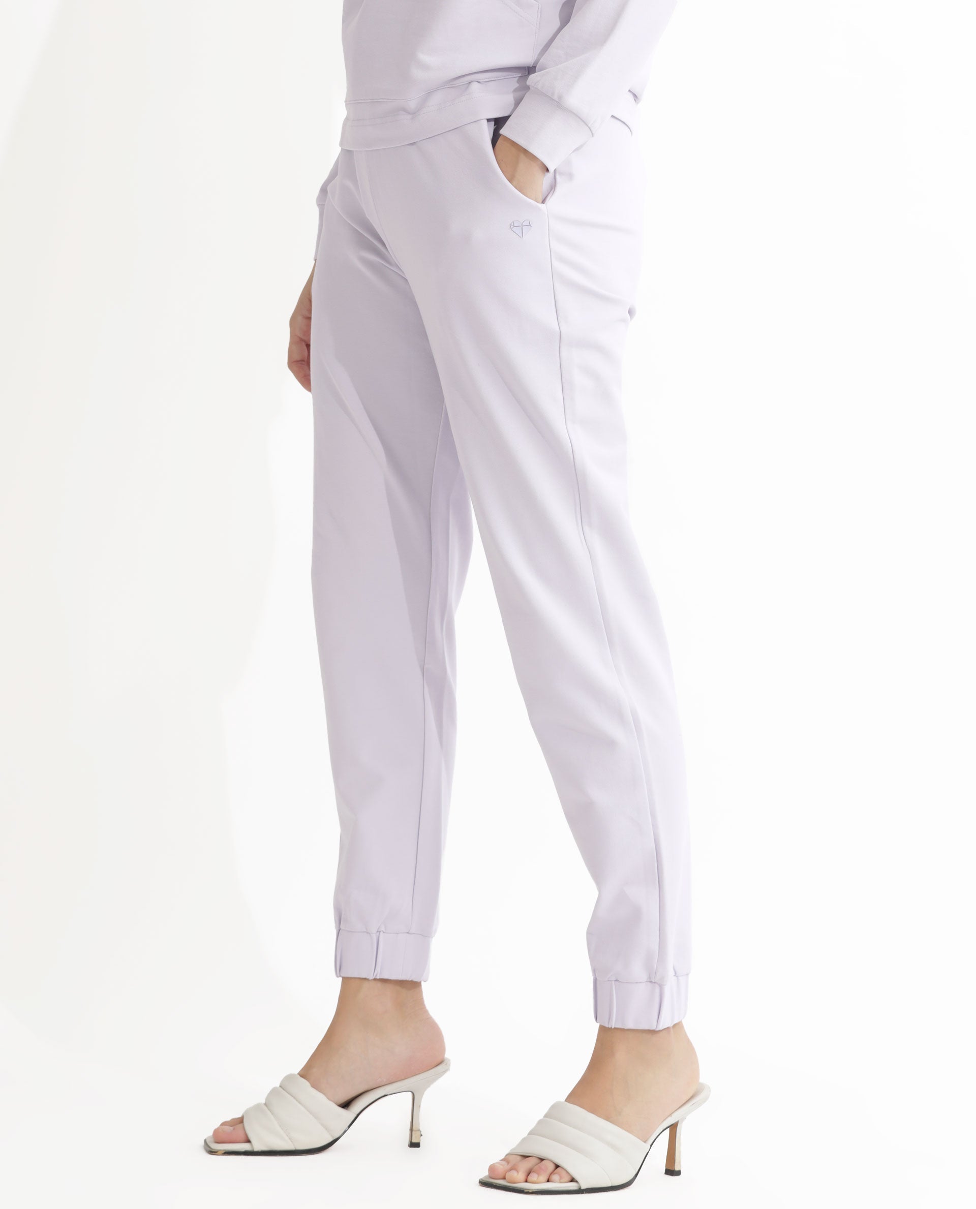 Rareism Women's Terac Pastel Purple Polyester Blend Plain Ankle Length Regular Fit Track Pant
