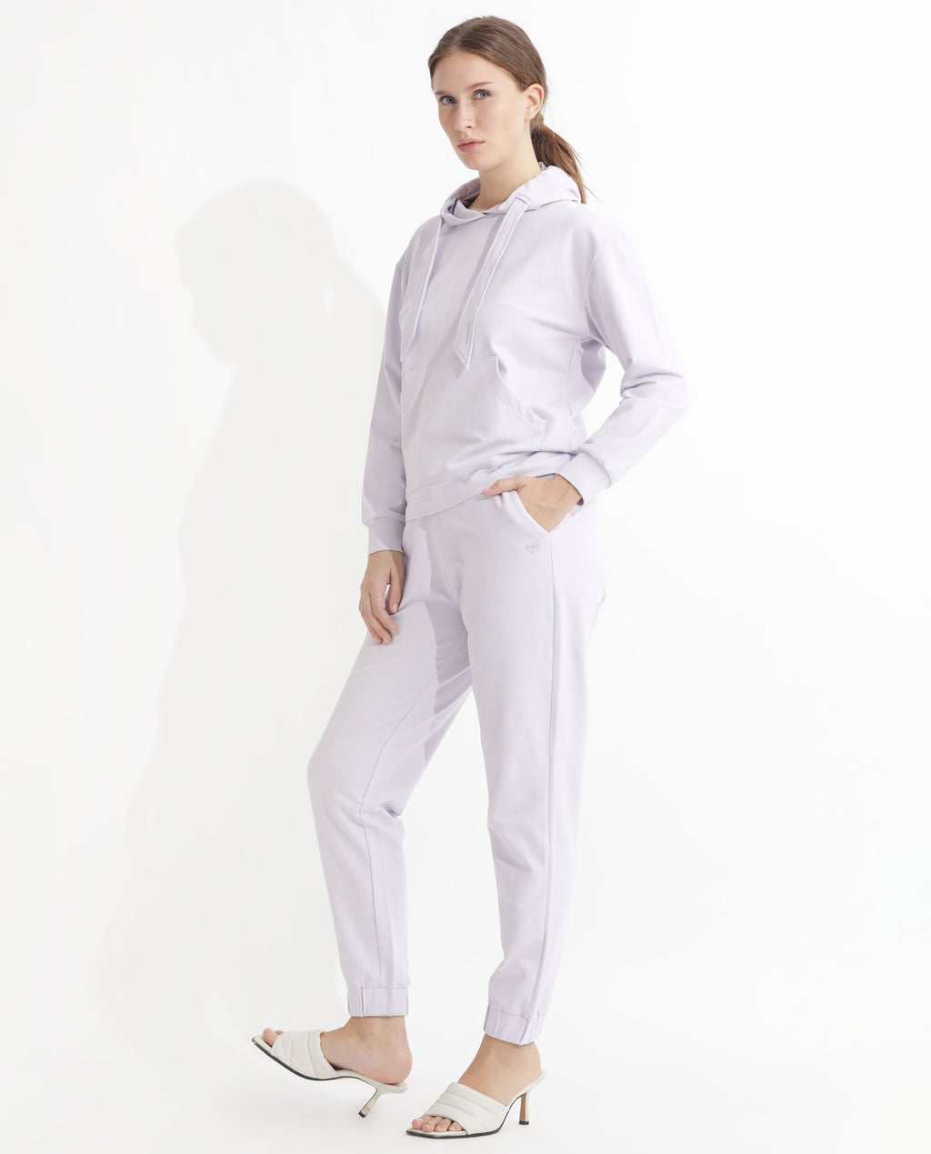 Rareism Women's Terac Pastel Purple Polyester Blend Plain Ankle Length Regular Fit Track Pant