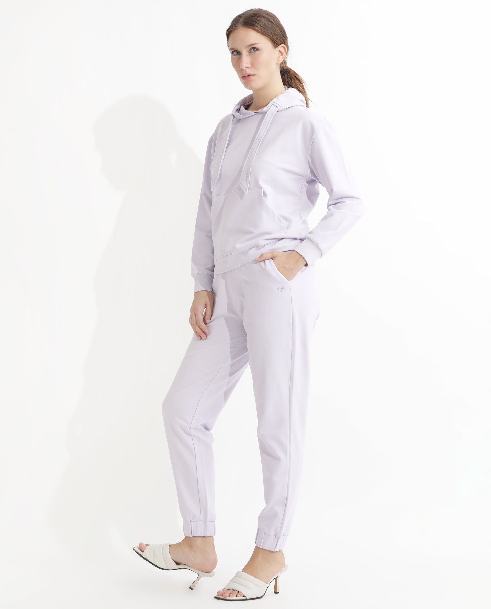 Rareism Women's Terac Pastel Purple Polyester Blend Plain Ankle Length Regular Fit Track Pant