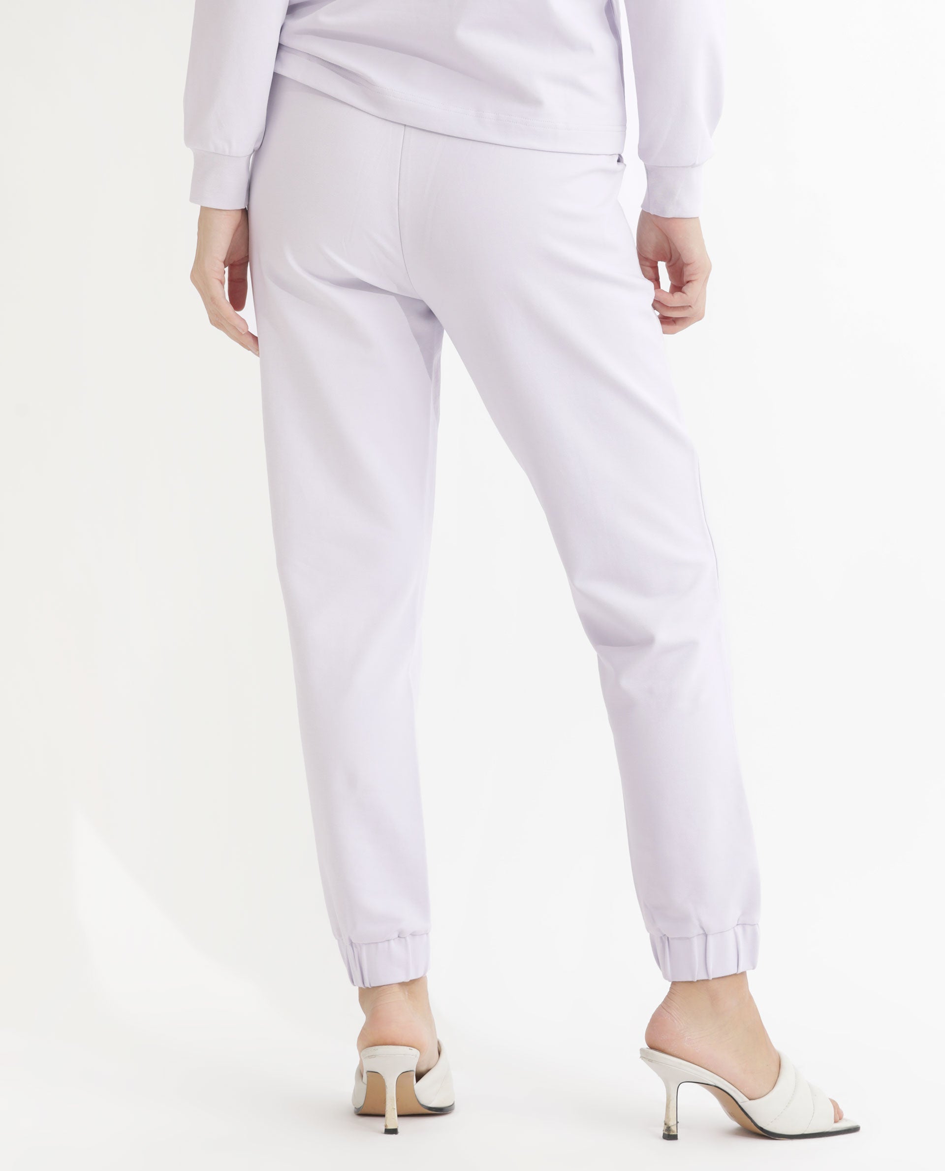 Rareism Women's Terac Pastel Purple Polyester Blend Plain Ankle Length Regular Fit Track Pant
