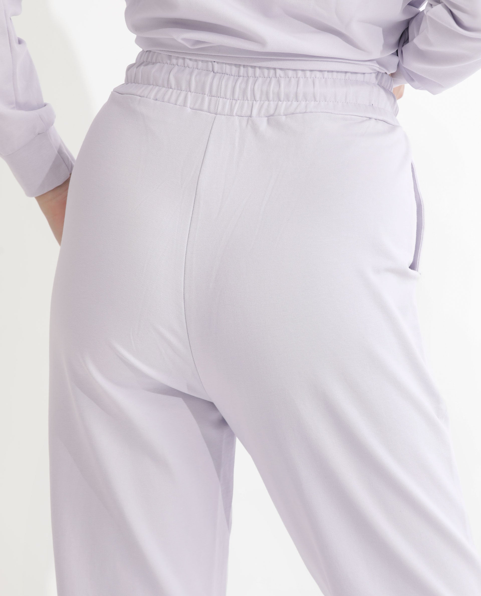 Rareism Women's Terac Pastel Purple Polyester Blend Plain Ankle Length Regular Fit Track Pant