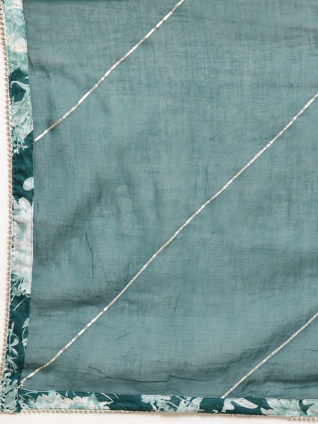 Women's Anarkali Teal Floral Kurta Sets with Dupatta