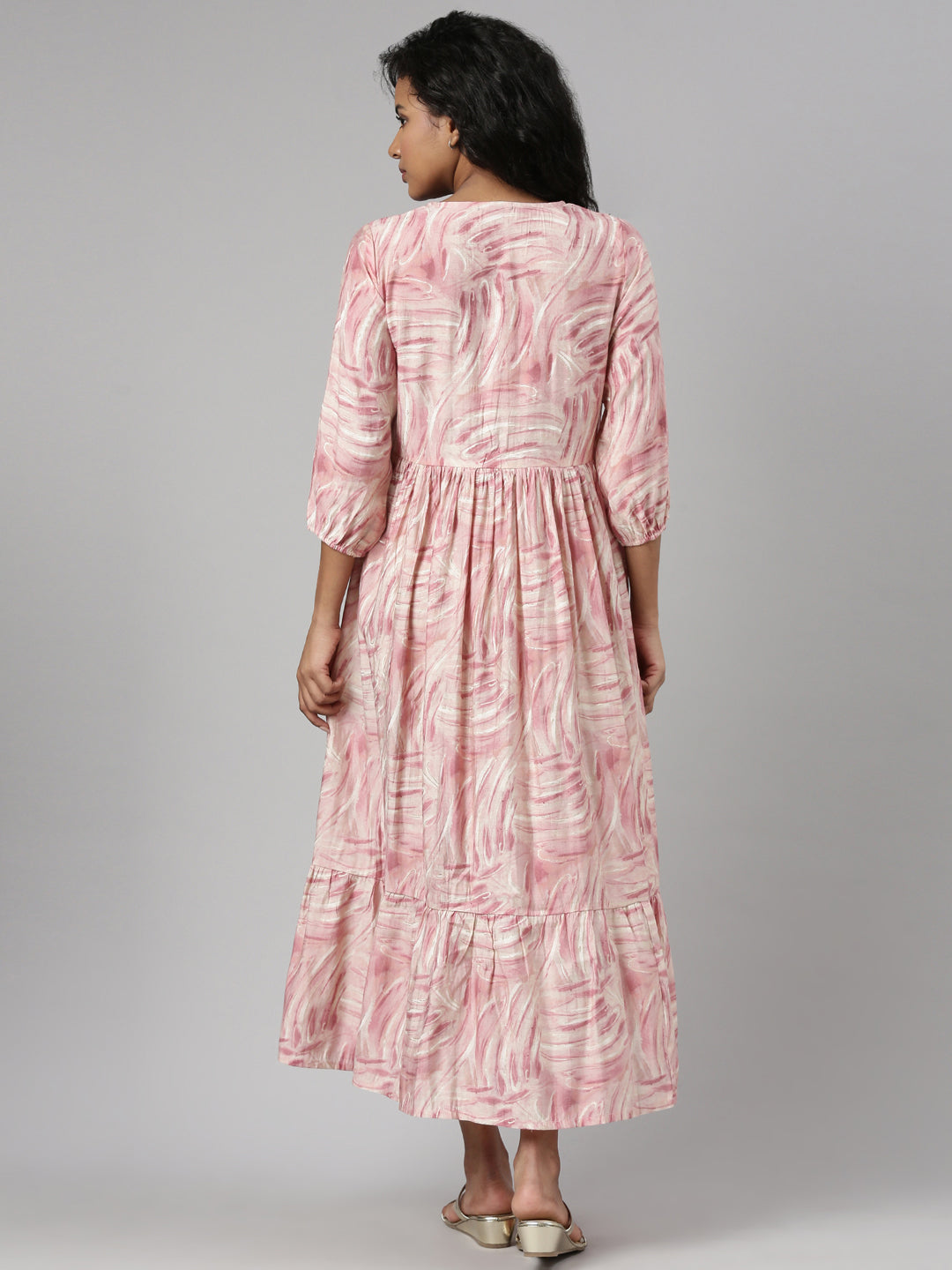 Women's Mauve Abstract Printed Sequinned Empire Kurta