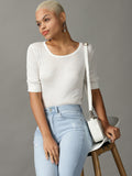 Women's White Solid Fitted Top