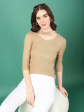 Women's Gold Choker Neck Top