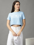 Women's Blue Floral Printed Crop Top