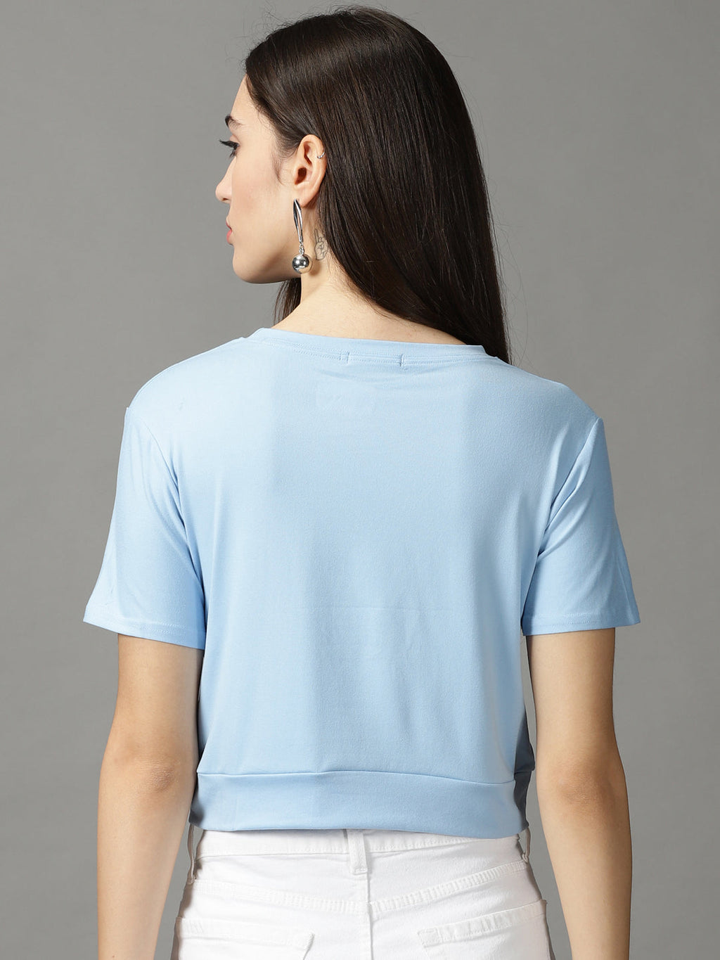 Women's Blue Floral Printed Crop Top