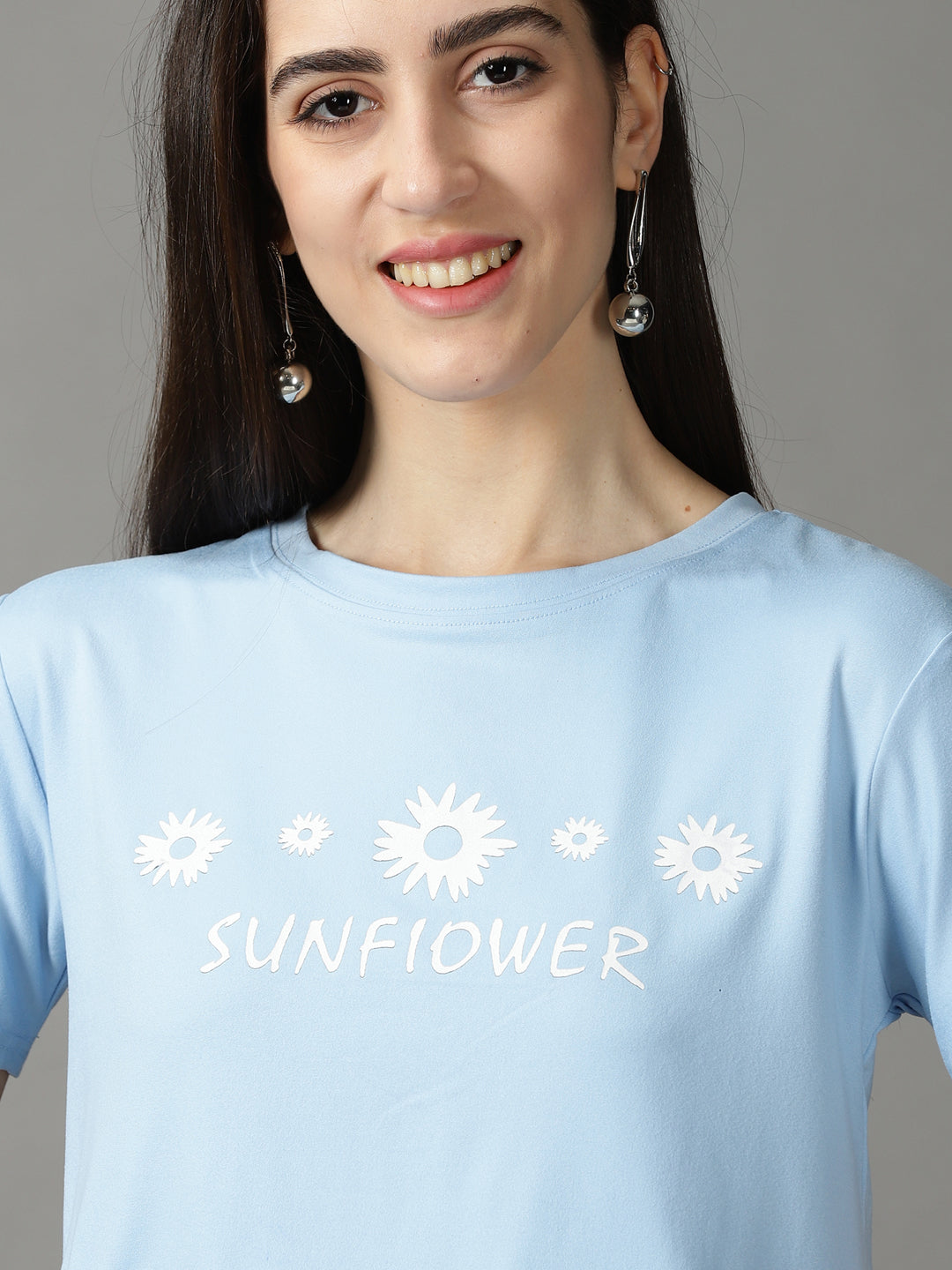 Women's Blue Floral Printed Crop Top